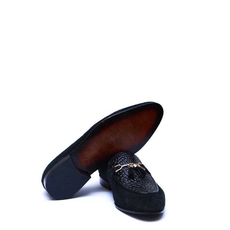 Pure Suede Leather Tassel Loafers For Men