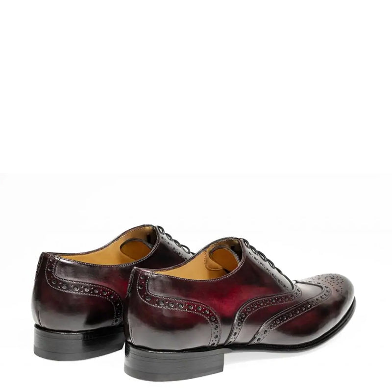 Wingtip Shiny Leather Oxford Tan Brown Shoe