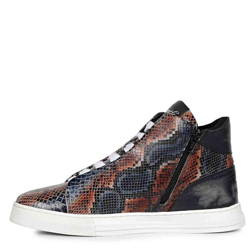 Snake Embossed Leather Sneakers For Men