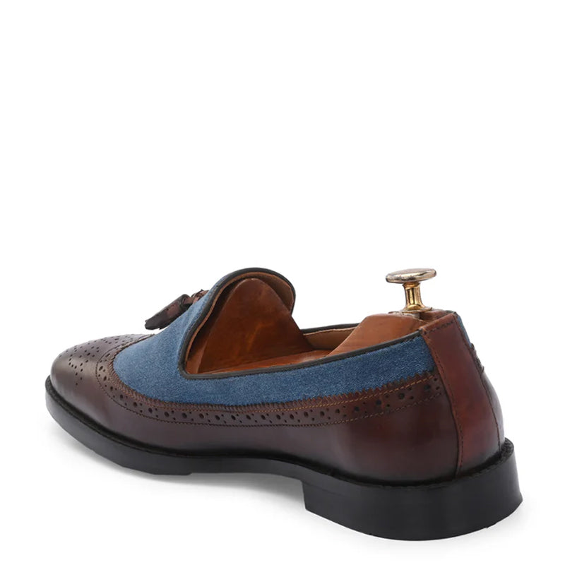 Upper Suede Wingtip Leather Tassel Loafer