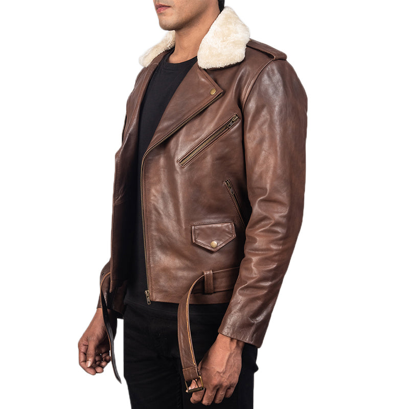 Furton Leather Biker Jacket For Men