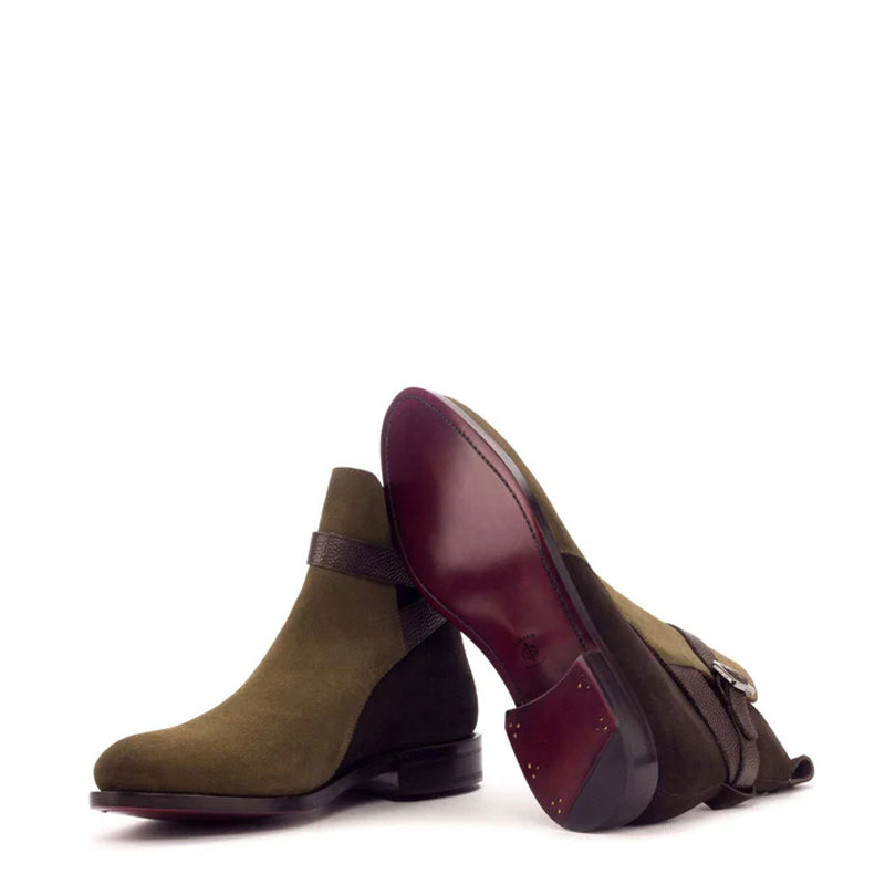 Suede Handmade Custom Leather Burgundy Jodhpur Boot