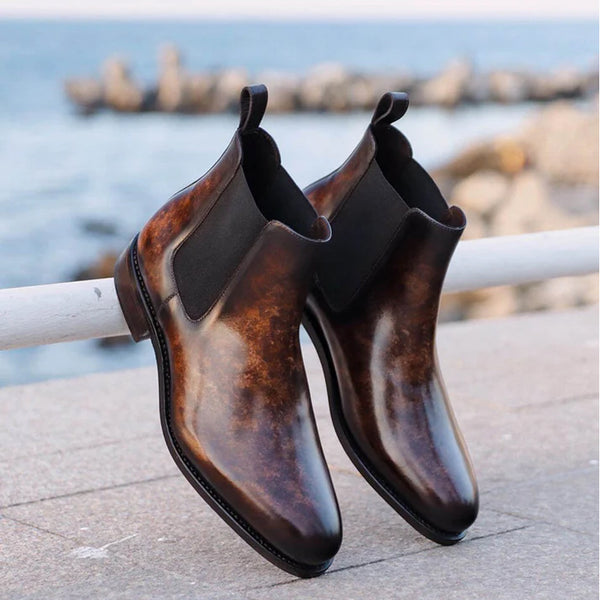 Men Leather Patina Chelsea Boots