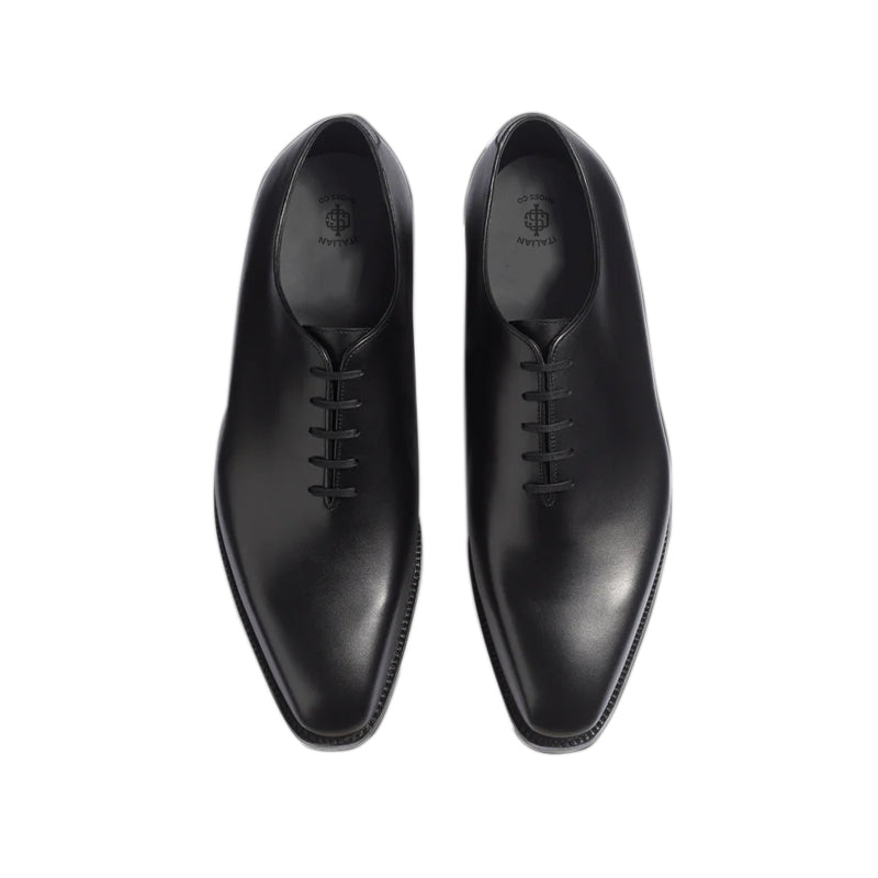 Plain Polished Leather Wholecut Oxford Shoes
