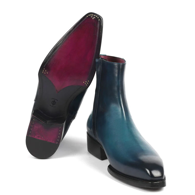 Pure Solid Leather Handmade Side Zipper Boots