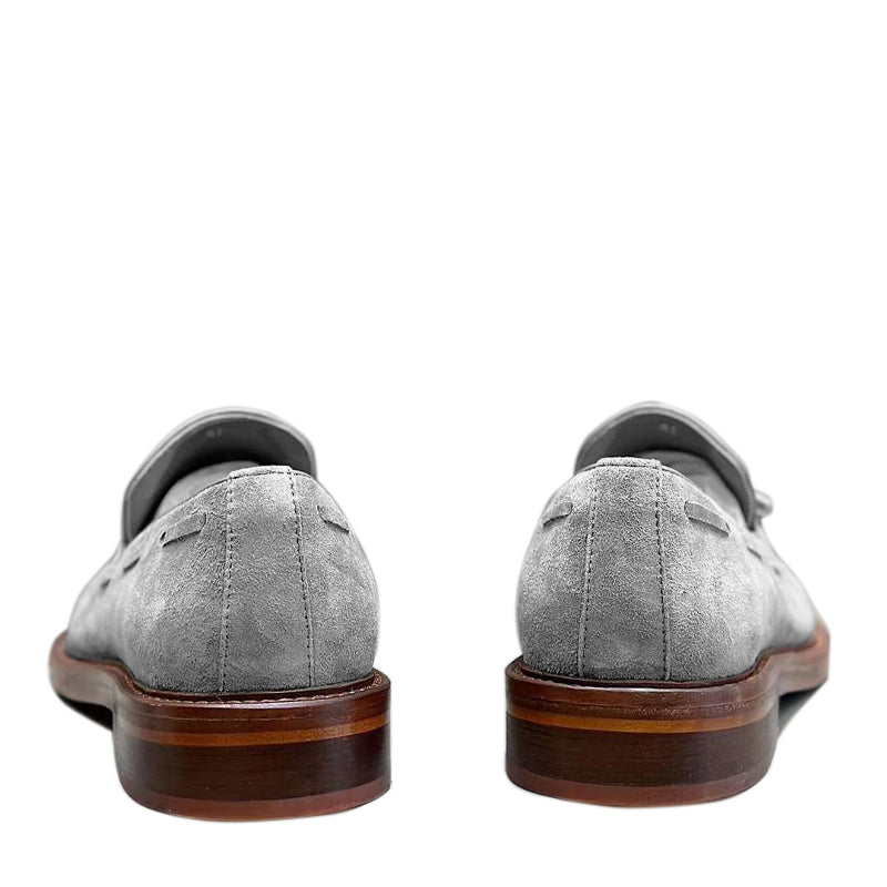 Comfort Tassel Penny Loafer in Black Suede Leather