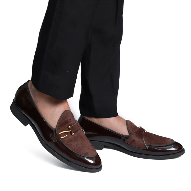 Patent Handmade Leather Blue Loafer For Men