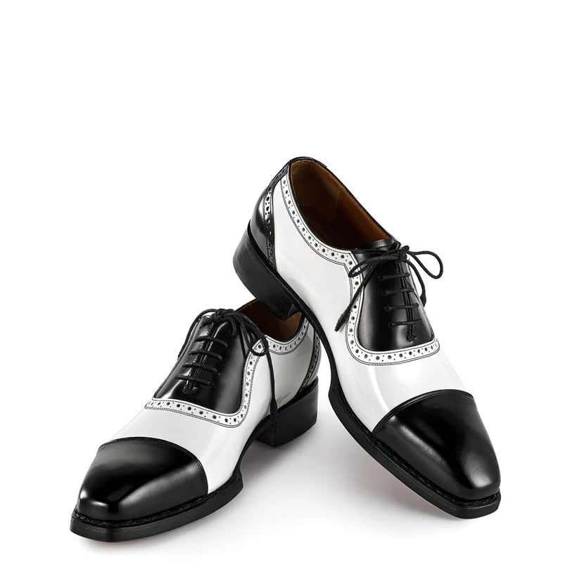 Men Solid Leather Cap Toe Oxford Shoes