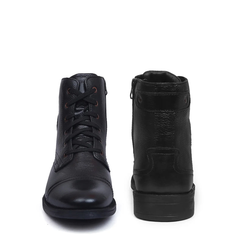 Men Lace-Up Leather Casual High Ankle Boot Brown
