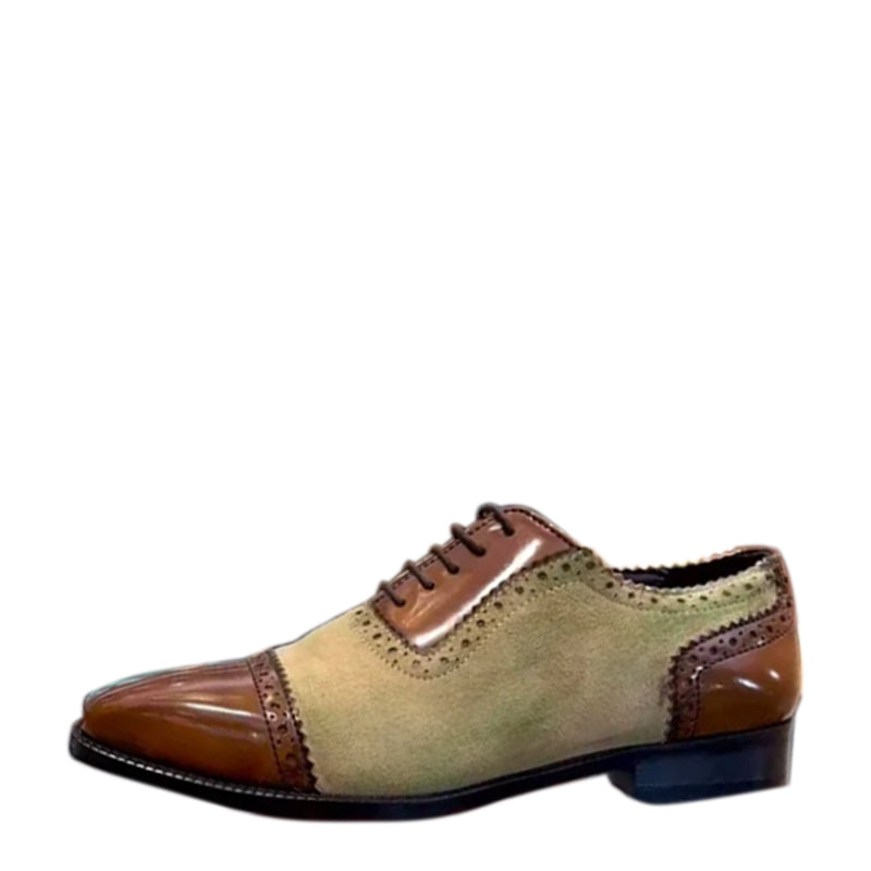 Brogue Leather Cap Toe Oxford Shoes