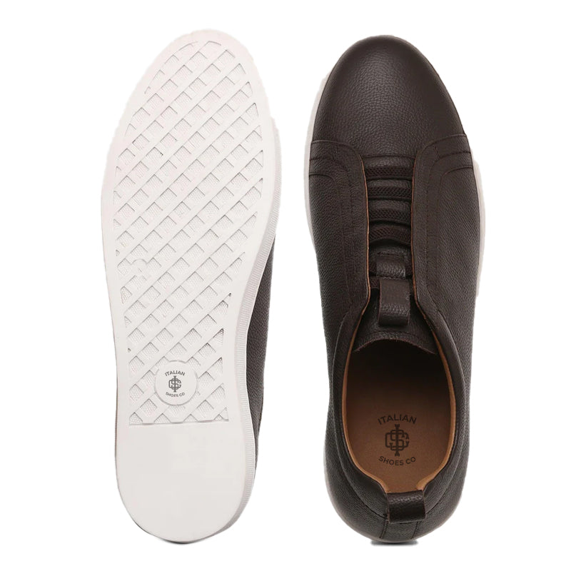 Men Textured Leather Slip On Sneakers