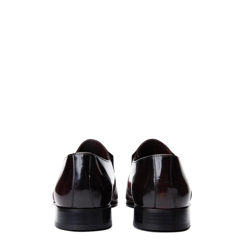 Wine Leather Cap Toe Loafer Men Shoe