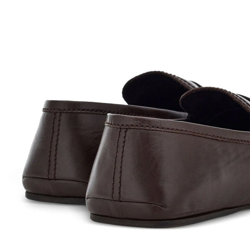 Black Plaque Leather Loafers