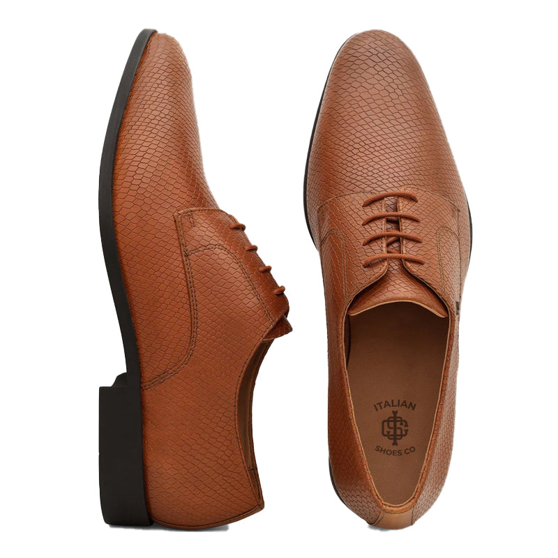 Leather Lace-Up Derby Shoes For Men