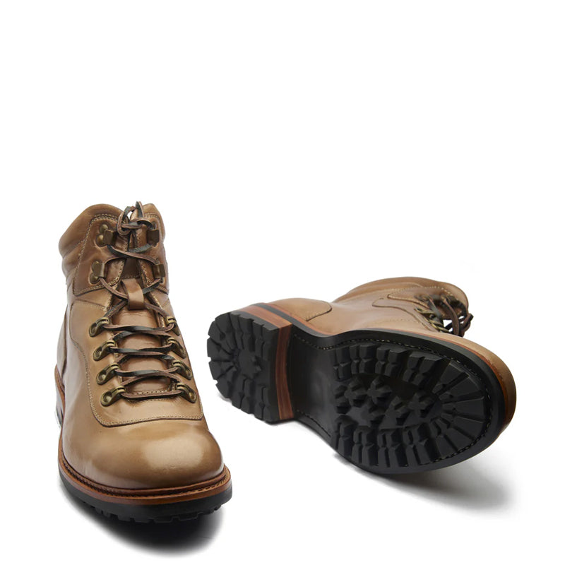 Leather Lace Up Mid Top Ankle Natural Boot For Men
