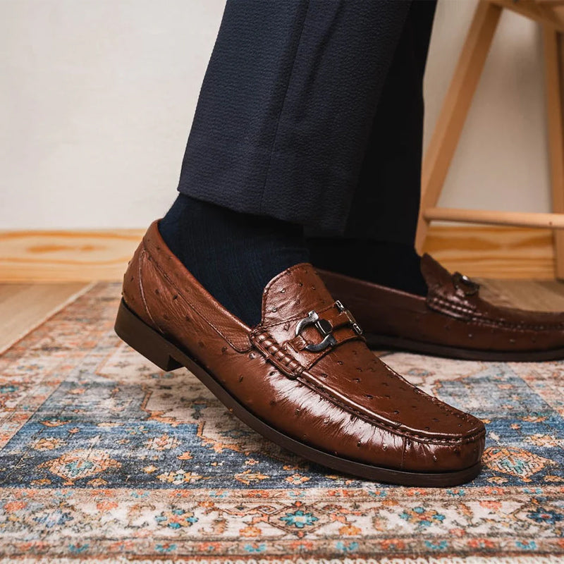 Ostrich Leather Horsebit Loafers