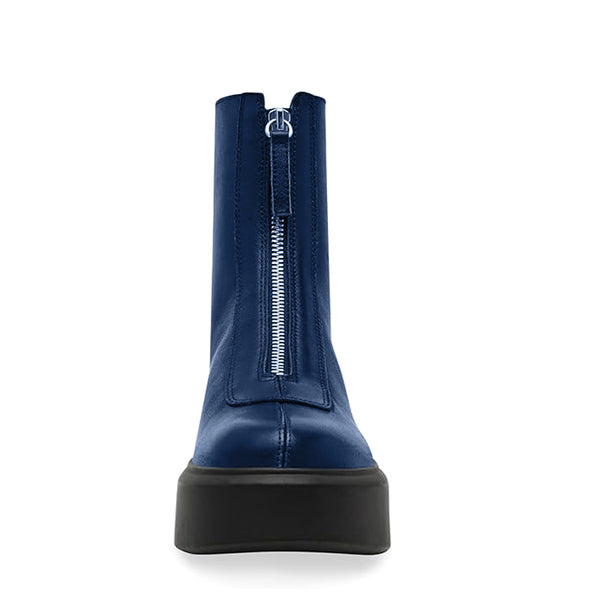 Premium Row Zipped Front Leather Ankle Boot