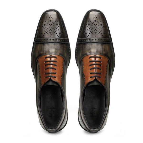 Espresso Medallion Captoe Leather Oxford Shoe