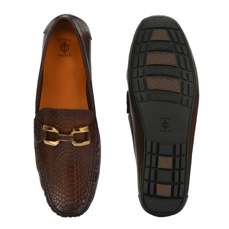 Premium Leather Loafer With Gold Buckled