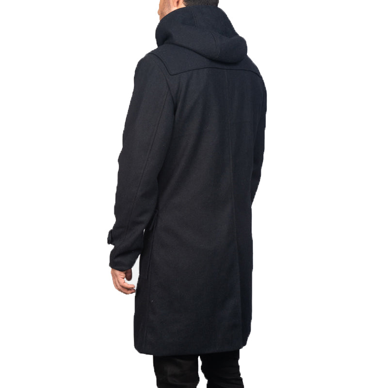 Drake Leather Hooded Duffle Coat For Men