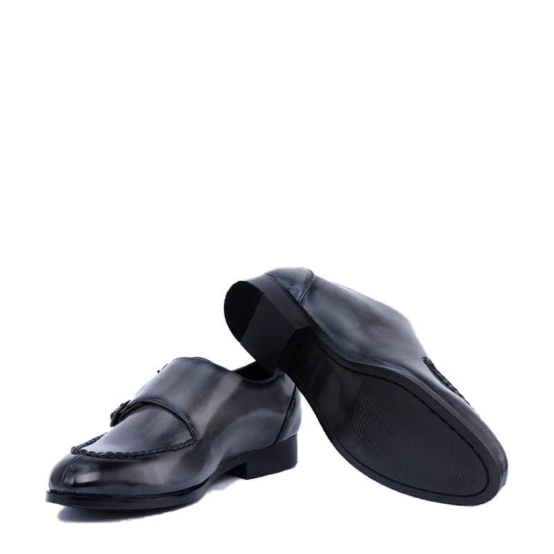 Premium Leather Double Monk Straps Shoes