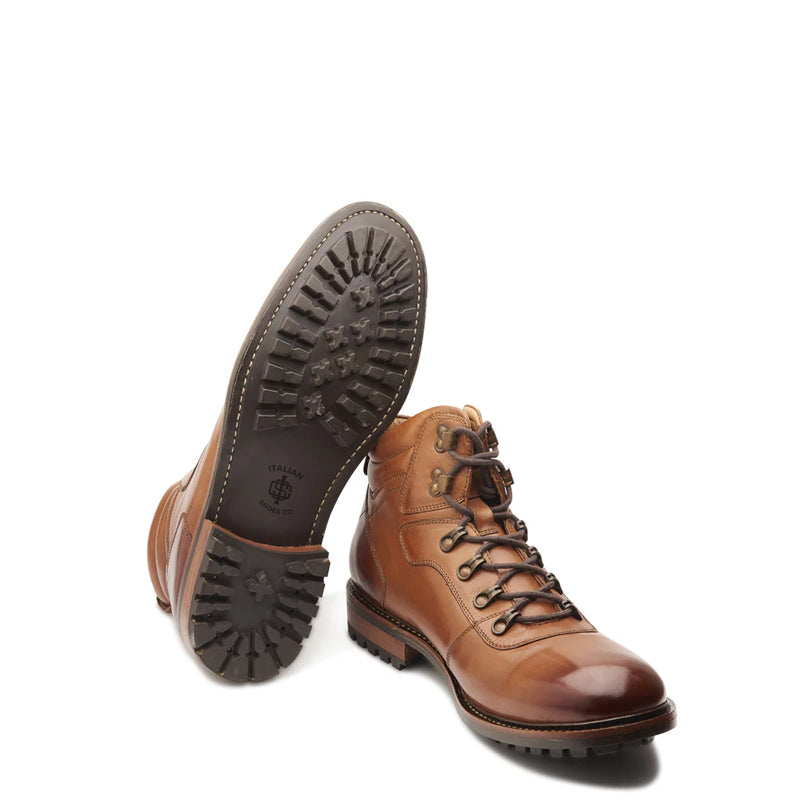 Leather Lace Up Mid Top Ankle Natural Boot For Men