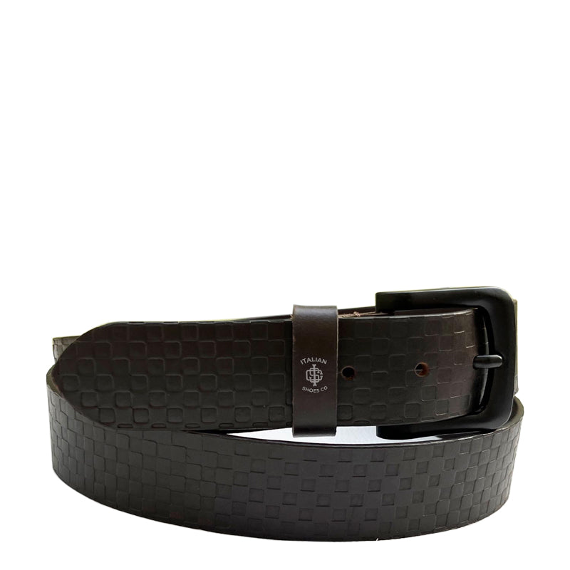 Strutturato Diamante Brown Leather Belt