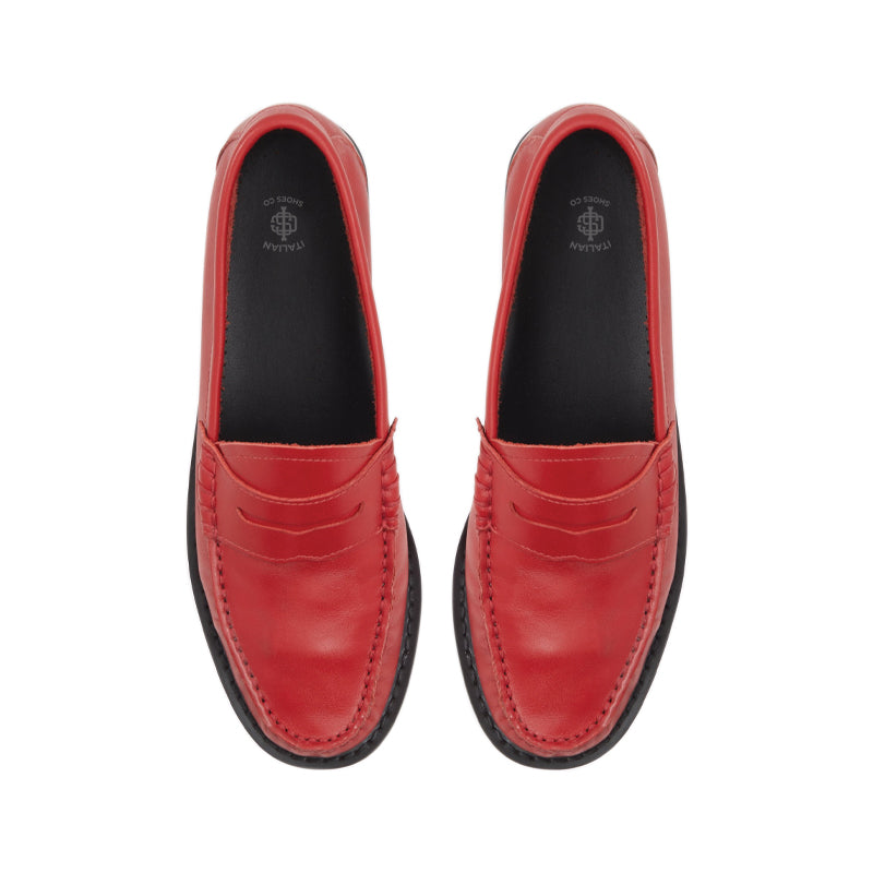 red dress shoes mens loafers Velvet | Roman by Amali Handmade in India. Classic Penny Leather Red Loafer