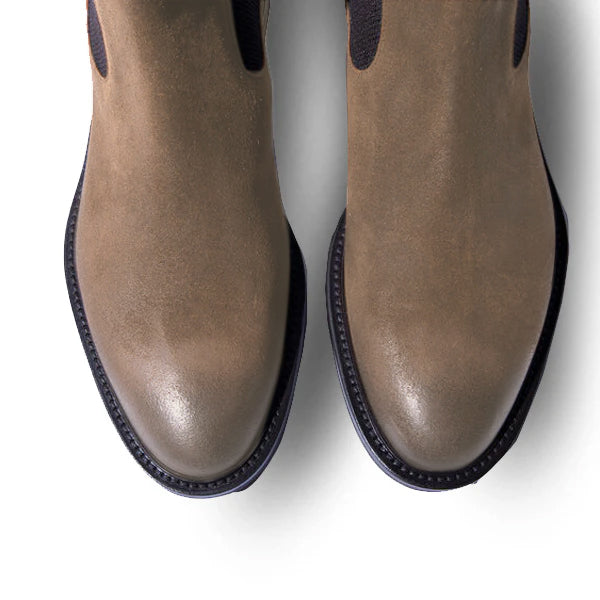 Classic Chelsea Beige Coloured Suede Leather Boots