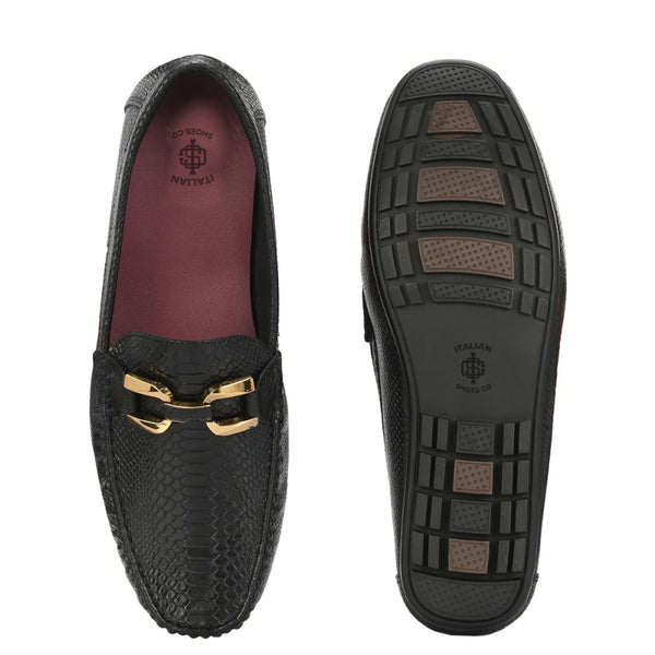 Premium Leather Loafer With Gold Buckled
