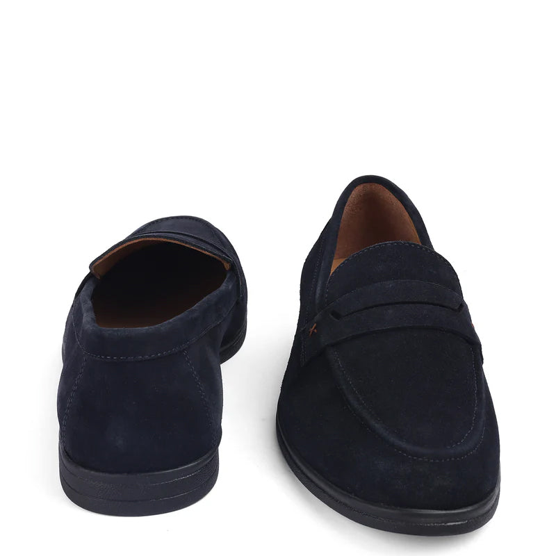 Suede Casual Leather Penny Blue Loafer For Men