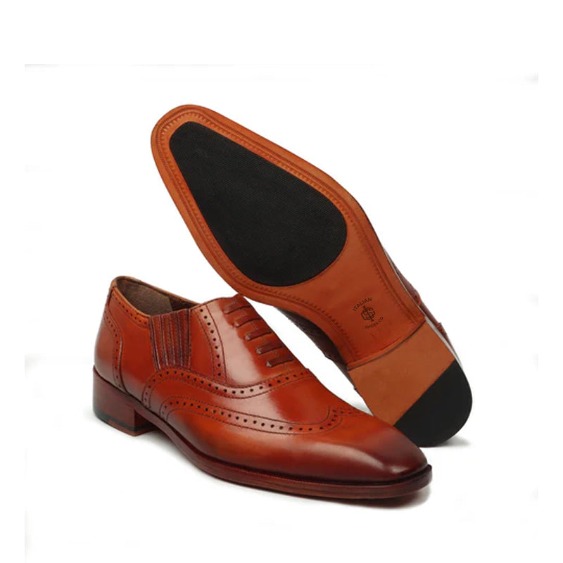 Leather Square Toe Lace-Up Oxford Brown Shoe