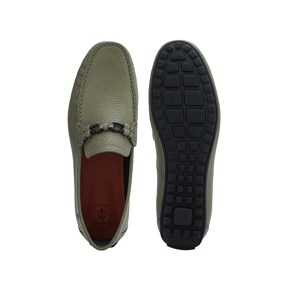 Men Textured Leather Driving Red Loafer