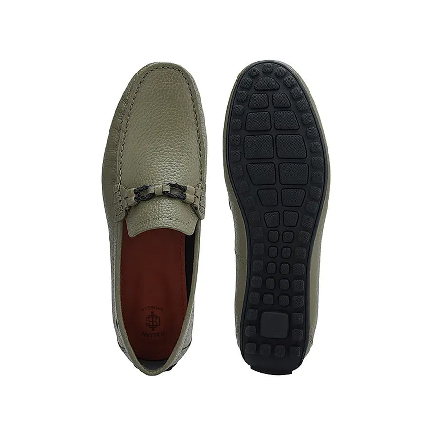 Men Textured Leather Driving Red Loafer