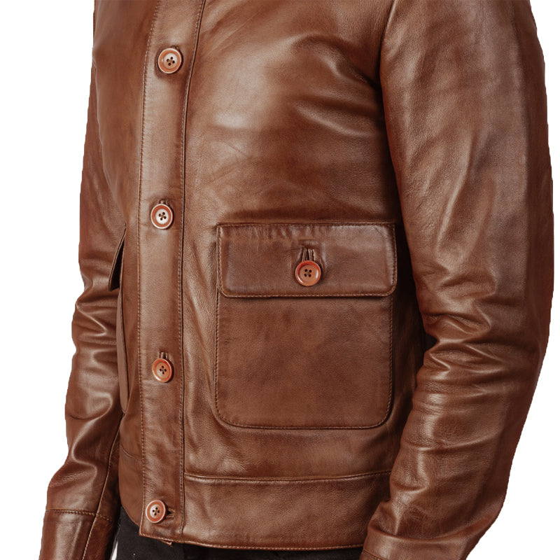 Columbus Leather Bomber Jacket For Men