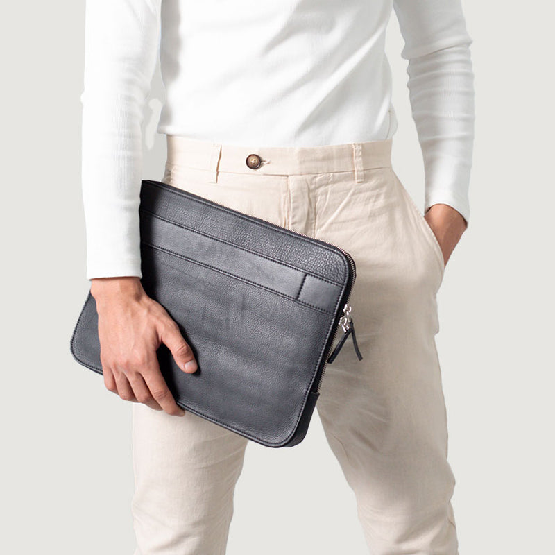 The Baxter Leather Black Laptop Sleeve
