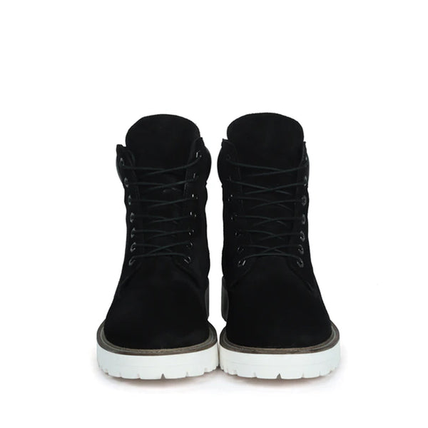 Suede Leather Lace Up Biker Beige Boot
