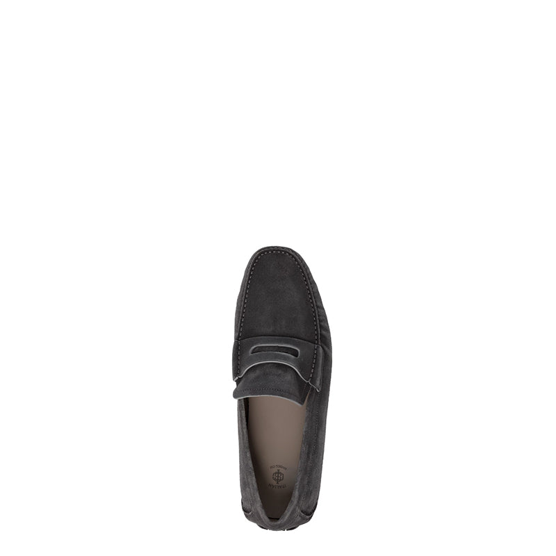 Gray suede driving loafer for men