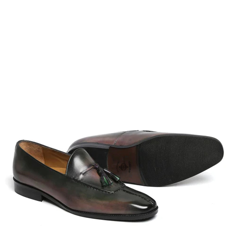 Men Slip On Leather Blue Black Tassel Loafer
