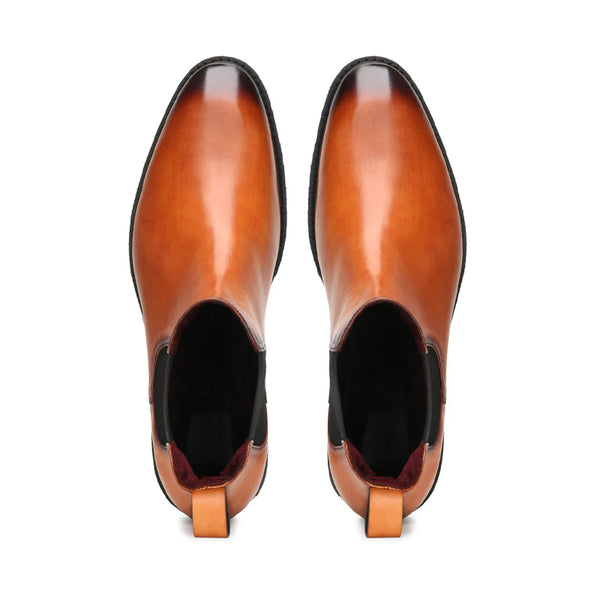 Luxury Mid Top Leather Chelsea Boot Tan