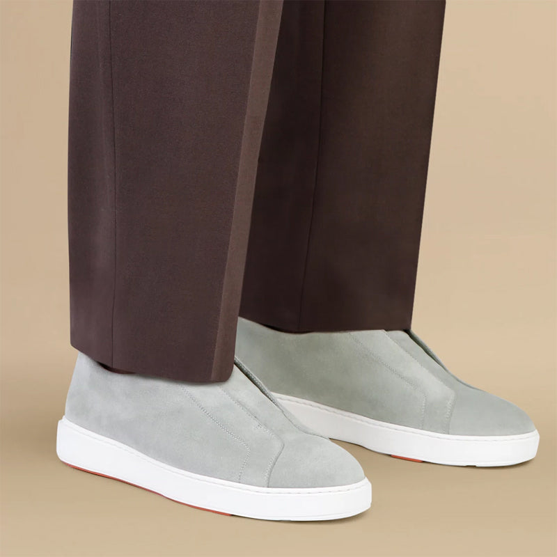 Men Suede Triple Stitch Slip-On Sneakers