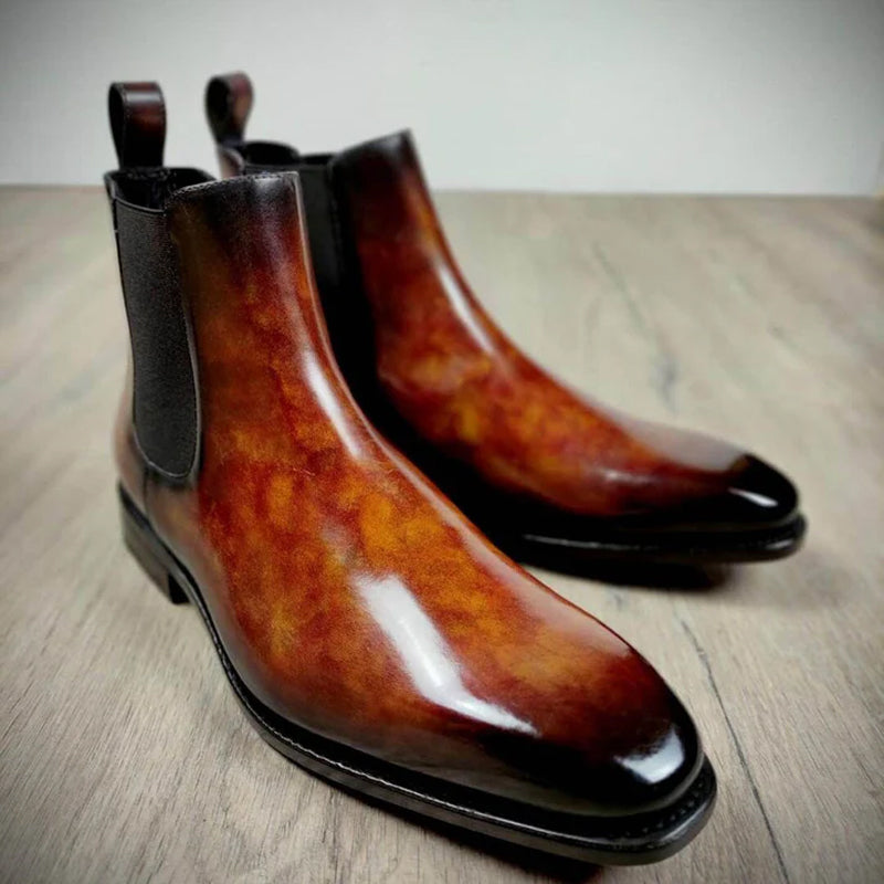 Patina Leather Chelsea Crystal Boot For Men