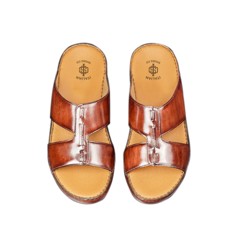 Luxury Slip On Solid Leather Arabic Sandal