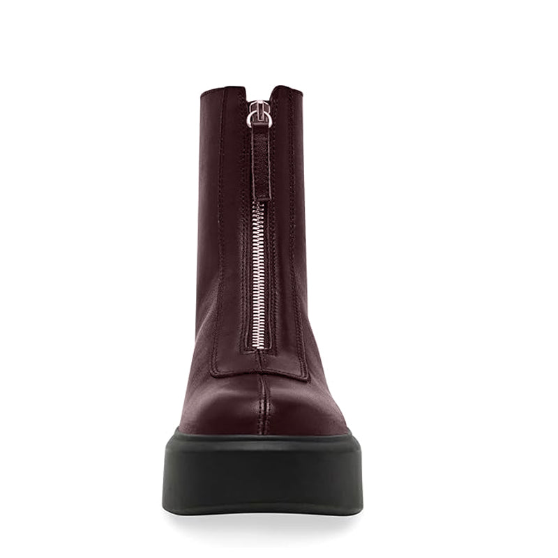 Premium Row Zipped Front Leather Blue Ankle Boot