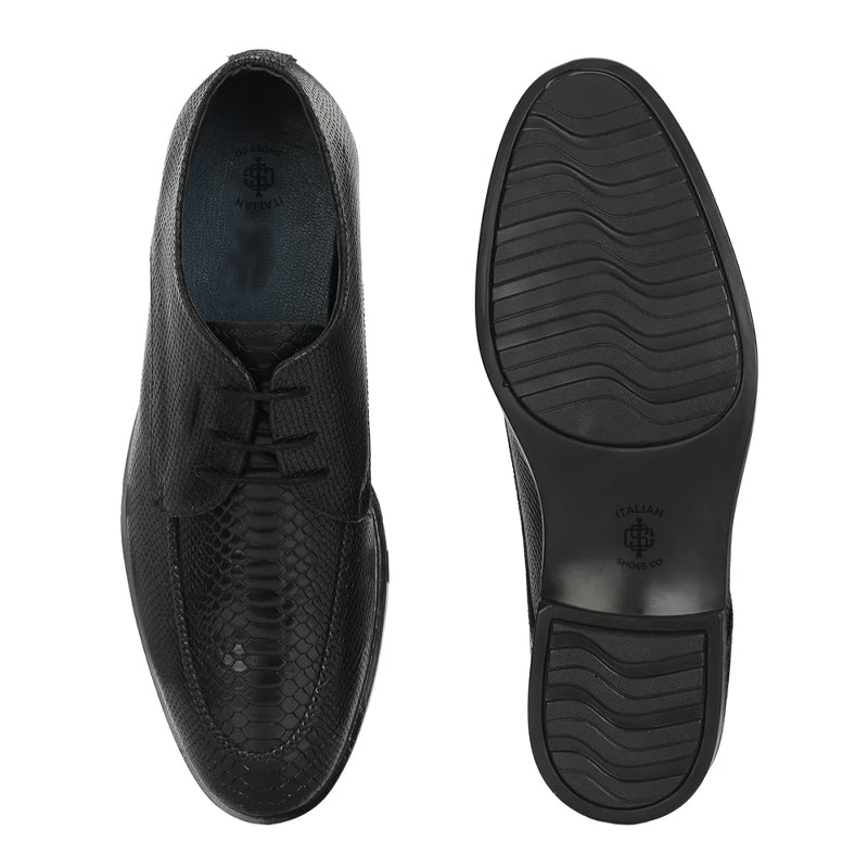 Men Textured Leather Formal Derby Shoes