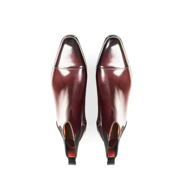 Polished Shiny Leather Cap Toe Chelsea Boots