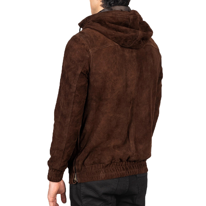 Kenton Hooded Leather Pullover Jacket For Men