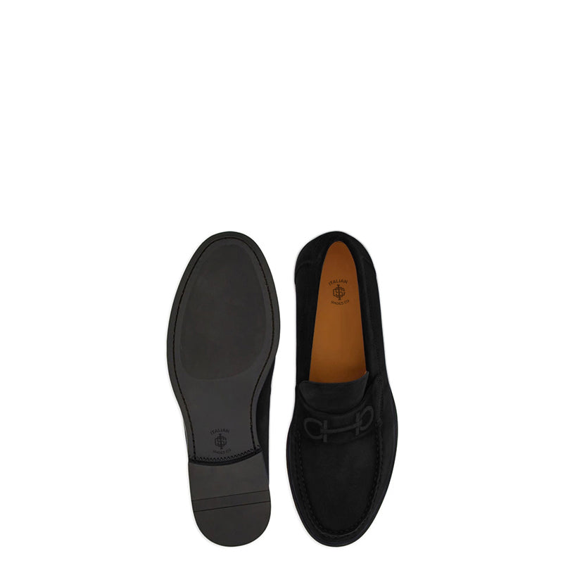 Black Fort Ricamo Suede Loafers for Men