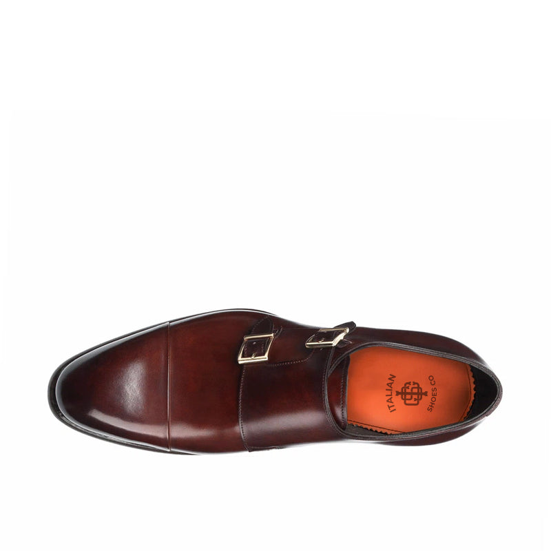 Leather Double Monk Strap Men Shoes