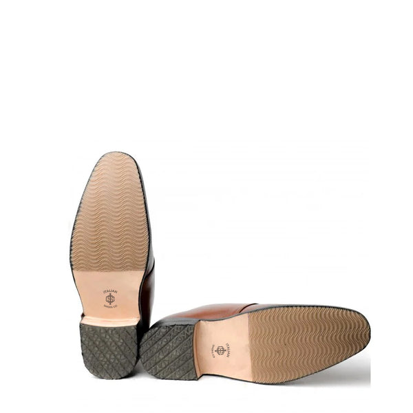 Men Textured Leather Single Monk Strap Shoes